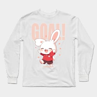 Kawaii Cute Soccer Rabbit - Goal! Long Sleeve T-Shirt